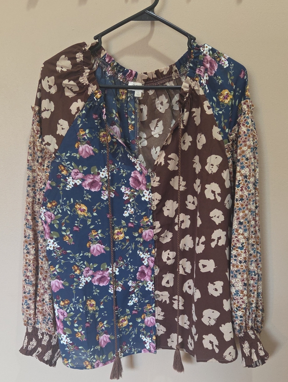Floral Patchwork Peasant Blouse